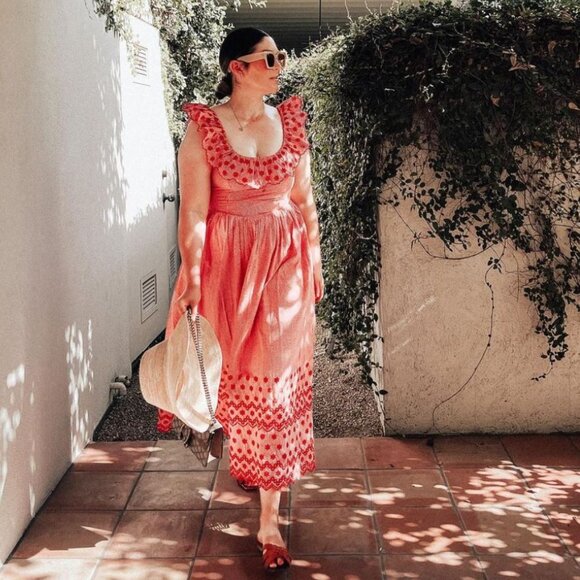 Doen Liesel Cherry Red Paris Gingham eyelet dress, Size M - Picture 10 of 10